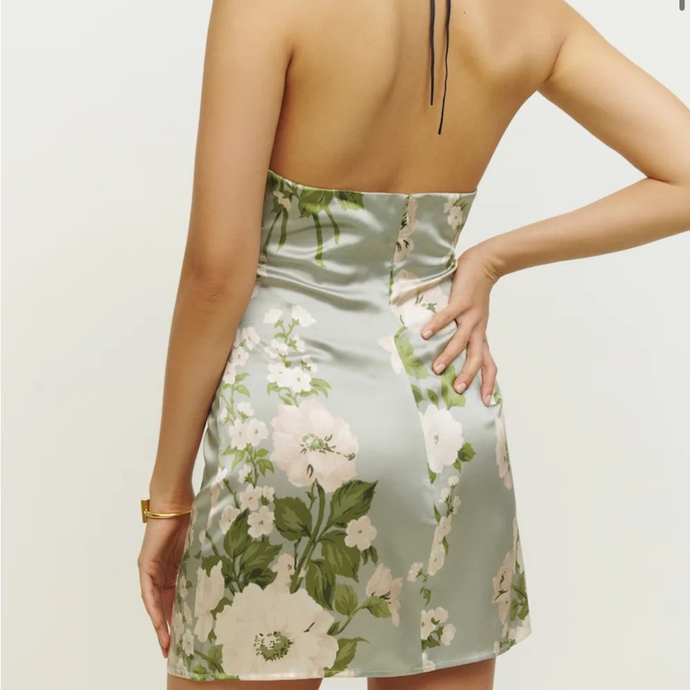 Reformation Poppie Silk Dress Tarragon - Size 2